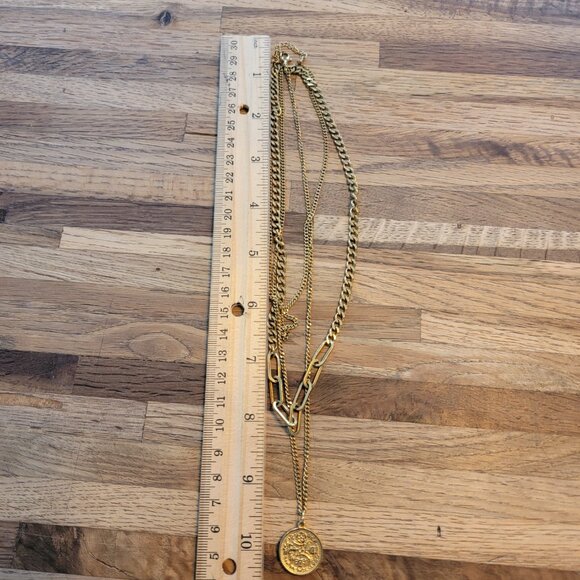 Gold Coin Multilayer Necklace - Picture 6 of 9